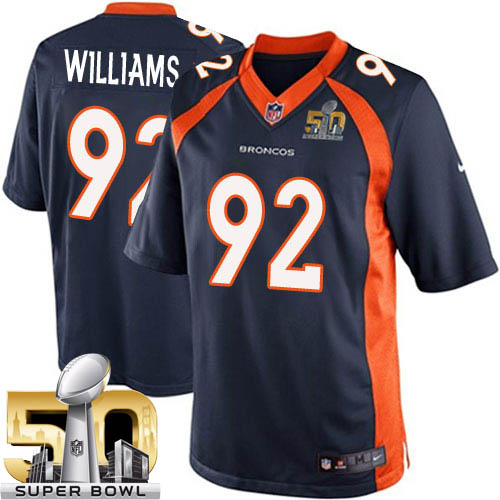 Men's Limited Sylvester Williams Super Bowl L Nike Jersey Navy Blue Alternate - #92 NFL Denver Broncos